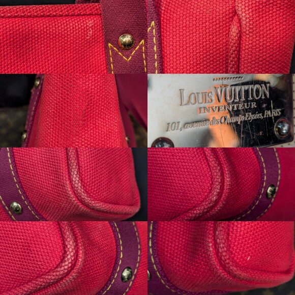 LOUIS VUITTON Cabas Antigua MM Red Purple Tote - Picture 11 of 15